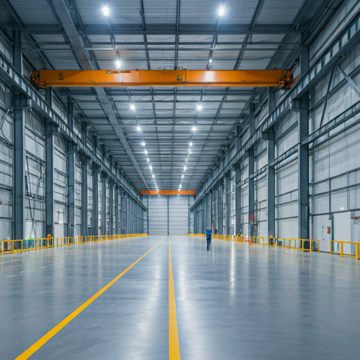 UBlok Group AAC factory interior with yellow crane